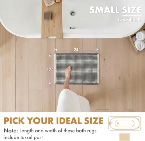 MIULEE Set of 2 Waffle Bathroom Rugs Dark Grey&Cream Bath Mat 17x24 Inch - Image 2