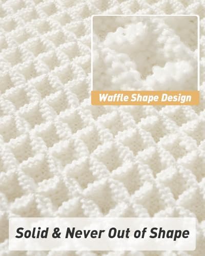 AMOAMI Waffle Runner Rug Super Absorbent Non Slip Bath Mats for Bathroom Floor, Machine Washable Bathroom Runner Rug with Tassels, Ideal for Hallway Bedroom Laundry Room, White, 2'x 4'(24" x 48") - Image 5