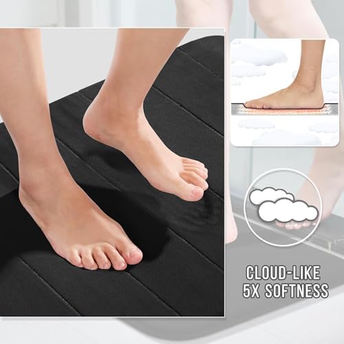 Yimobra Memory Foam Bath Mat, Soft Absorbent Bathroom Rug, 24x17, Black - Image 4