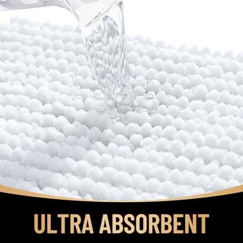 OLANLY Thick Chenille Large Bathroom Rugs 70x46, Absorbent Bath Mat, White - Image 3