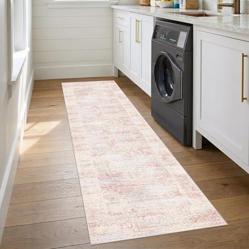 Washable Hallway 2'6"x8' Runner Pink Rug for Kitchen Non Slip - Image 5