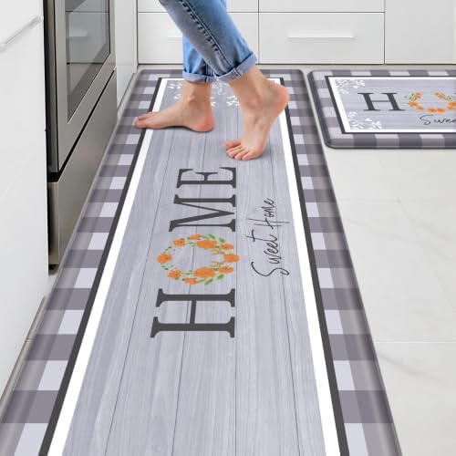 Kitchen Mats 2PCS, Anti Fatigue Rugs, 17.3x30+17.3x70in, Grey by Unknown