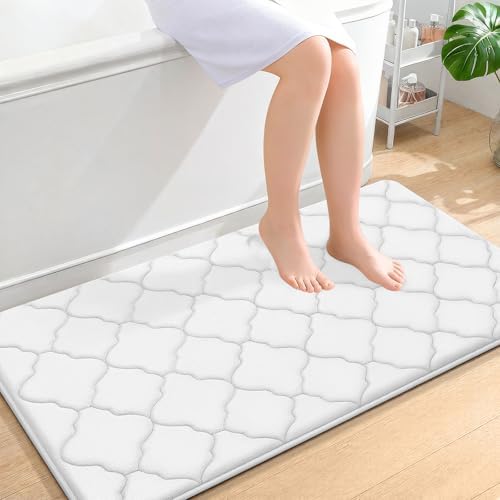 OLANLY Memory Foam Bath Mat Rug 44x24, Ultra Soft Bathroom Rugs, White by OLANLY