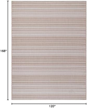 Luul Home Stripe Outdoor Rug 10x14 Washable Outside Carpet for Indoor Patio Porch Waterproof Easy Cleaning Non Shedding Area Rugs Beige 10 x 14 - Image 2