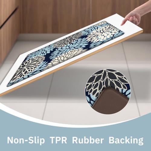 Kitchen Mats Set of 2 Cushioned Anti Fatigue Kitchen Rugs Non Slip Waterproof Runner Memory Foam Kitchen Floor Mat Comfort Standing Mat for Sink, Office, Laundry, Navy Blue - Image 5