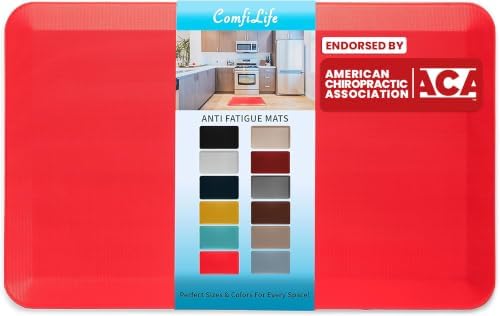 ComfiLife Anti Fatigue Floor Mat – 3/4 Inch Thick Kitchen Mats for Floor, Standing Desk Mat, Kitchen Rug – Comfort at Home, Office – Durable – Stain Resistant – Non-Slip (20" x 32", Scarlet Orange) by ComfiLife