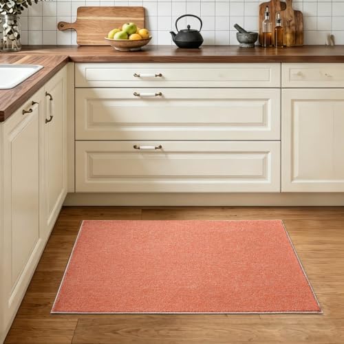 2x3 Orange/White Area Rug Washable Non-Slip Soft for Entryway Front Door - Image 2