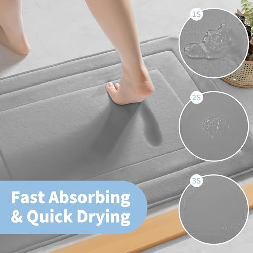 Cupic Cupid Super Soft Memory Foam Bath Mat, Grey Bathroom Toilet Rugs U Shaped, Non Slip Bath Mats for Bathroom Floor, Machine Washable Rugs for Toilet, Quick Dry Bath Carpet, U-Shaped 24" x 20" - Image 5