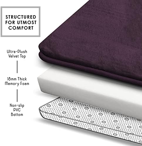 Clara Clark 2 Piece Bathroom Rugs, Velvet Memory Foam Bath Mat Set, Non-Slip Bath Rugs, Machine Wash, Dries Quickly, Ultra Soft Plush Bath Mats for Bathroom, 17 x 24 + Contour, Dark Purple - Image 5
