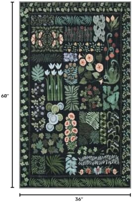 Zealude Floral Boho 3x5 Black Bathroom Entryway Kitchen Rug Non Slip Washable, Botanical Flower Area Rugs for Bedroom, Soft Modern Indoor Throw Carpet for Laundry Living Room Entrance (Black,3 x 5) - Image 2