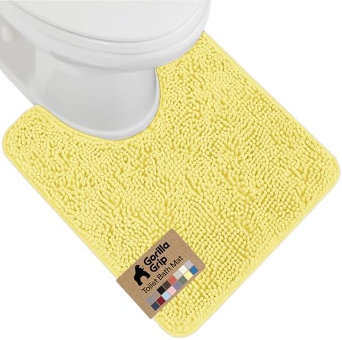 GORILLA GRIP Chenille Bath Rug Mat for Oval Toilet Base, 24x19 Yellow by GorillaGrip