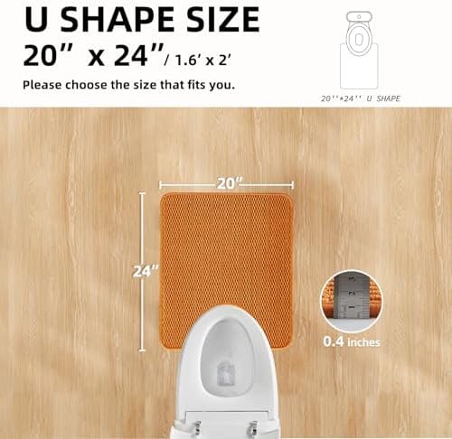 TYUU Toilet Rug, Thin Toilet Rugs U Shaped Washable Non Slip Absorbent Quick Dry Low Pile Toilet Mat, Orange 20"x24" U Shape - Image 2