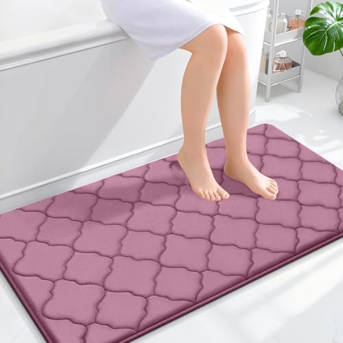 OLANLY Memory Foam Bath Mat Rug 44x24, Ultra Soft Bathroom Rugs, Mauve by OLANLY