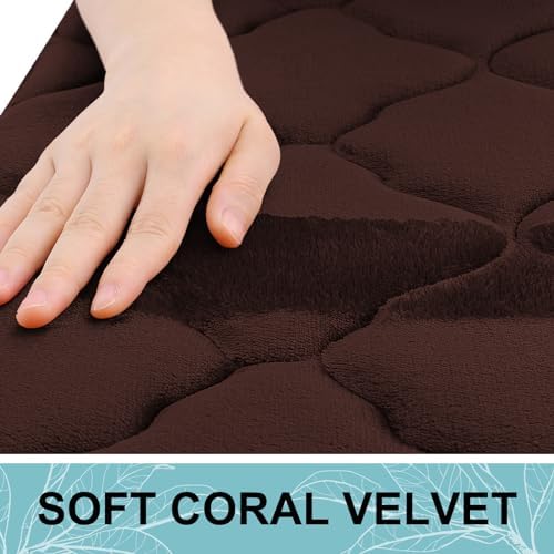 OLANLY Memory Foam Bath Mat Rug 47x32, Ultra Soft Bathroom Rugs, Brown - Image 2