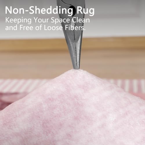 Ompaa Living Room Rug 5x8 Pink Area Rug Machine Washable Rug Non Slip Indoor Large Rugs for Bedroom, Classroom, College Dorm, Farmhouse, Dining Room, Kids Playroom - Image 6