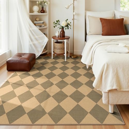 Lessymo Checkered Area Rugs 5x7 for Living Room, Washable Easy Jute Rug - Image 4
