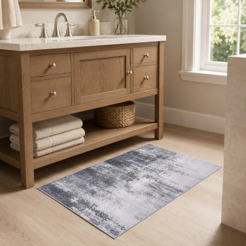 Entrance Rugs Indoor 2x3 Dark Grey Entry Rug Washable Abstract Small Area Rug Non-Slip Low Pile Throw Rugs for Entryway, Kitchen Floor, Front Door Indoor Door Mat, Bathroom, Bedroom Bedside - Image 4