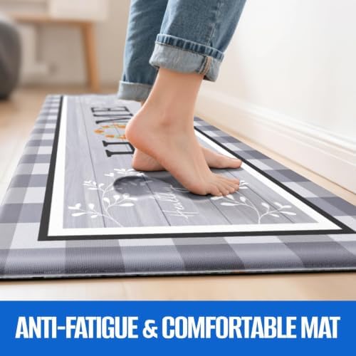 Kitchen Mats 2PCS, Anti Fatigue Rugs, 17.3x30+17.3x47.2in, Grey - Image 3