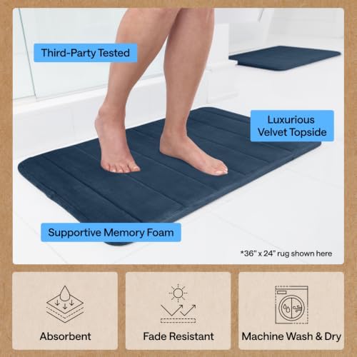 GORILLA GRIP Absorbent Memory Foam Bath and Shower Mat, 24x17 Navy - Image 5