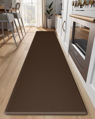 Kitchen Mats for Floor, Extra Long Anti-Fatigue Kitchen Rug, Brown by StepAura
