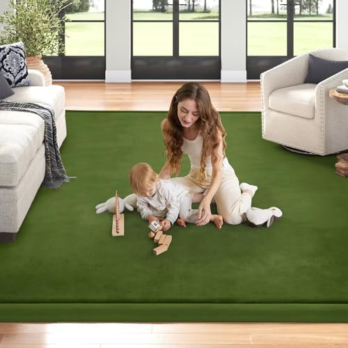 Baby Play Mat for Floor Nursery Muscle Mat Area Rug Playroom Rug 79x158" Elastic Foam 1.3" Thick Crawling Mat for Babies,Toddlers(Moss Green) - Image 2