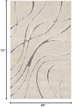 SAFAVIEH Florida Shag Rug 4'x6', Soft Plush Modern Cream & Grey SG471-1180 - Image 3