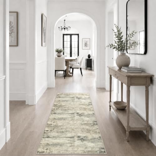2x5 Washable Runner Rug：Modern Abstract Soft Carpet Ash Brown - Image 5