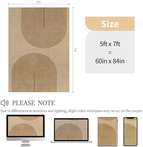 Easy Jute Rug for Pet Homes: 5x7 Outdoor Rug - Geometric Arch Pattern - Image 2