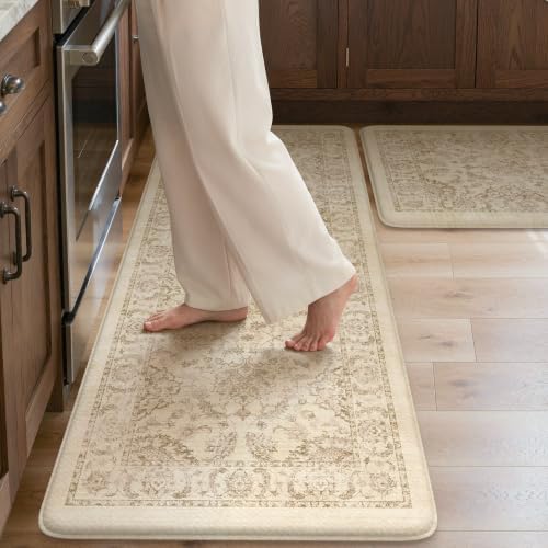 KIMODE Anti Fatigue Mats for Kitchen Floor Cushioned Kitchen Rugs Sets of 2 by StayinComfortCookwithJoy
