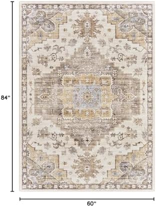 befbee Washable Area Rug 5x7, Stain Resistant Brown Carpet for Bedroom - Image 2