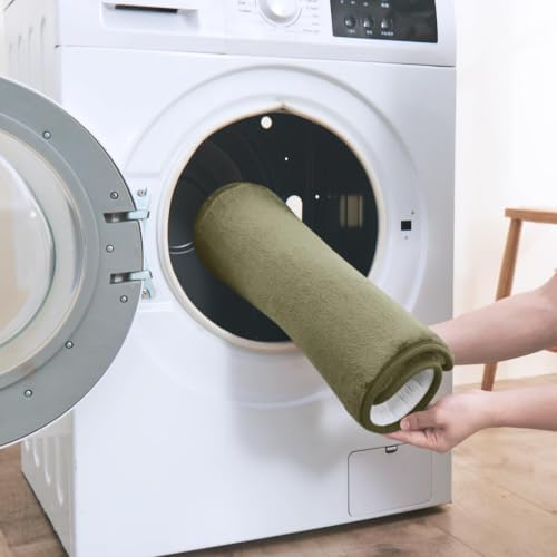 HUXMEYSON 3-Piece Memory Foam Bathroom Rug Set, Olive Green - Image 6