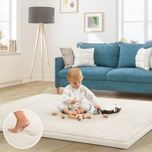 Baby Play Mat for Floor Nursery Rug Muscle Mat Area Rug Playroom Rug 39"x59" Playpen Mat Elastic Foam 1.3" Thick Crawling Mat for Babies,Toddlers, Infants, Kids,Cream - Image 2
