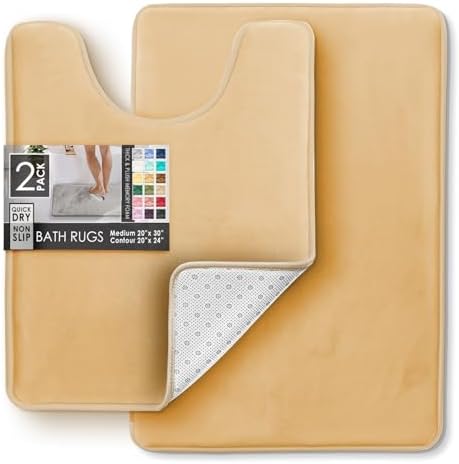 Clara Clark Bathroom Rugs, Velvet Memory Foam Bath Mat, Non-Slip Bath Rugs, Machine Wash, Dries Quickly, Ultra Soft Plush Bath Mats for Bathroom, - Image 3