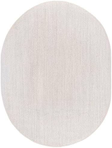 SAFAVIEH Natural Fiber Oval Rug 6x8 Textured, Marble & Beige NF143C - Image 3