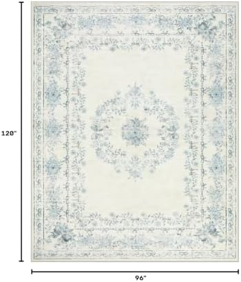 Wonnitar Bow Print Area Rug for Living Room, Ultra-Thin Blue 8x10 Washable Rug, Non Slip Soft Boho Floral Aesthetic Indoor Decor Carpet for Boys Playroom Dining Room Office - Image 2