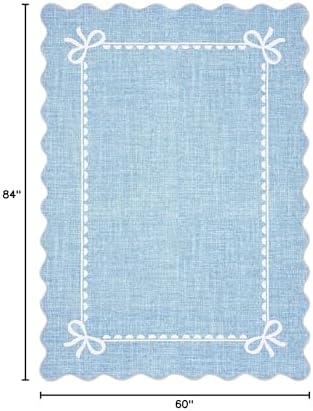 GarveeHome Scalloped Bow Rug 5x7 Washable Blue Rugs for Bedroom Living Room - Image 2