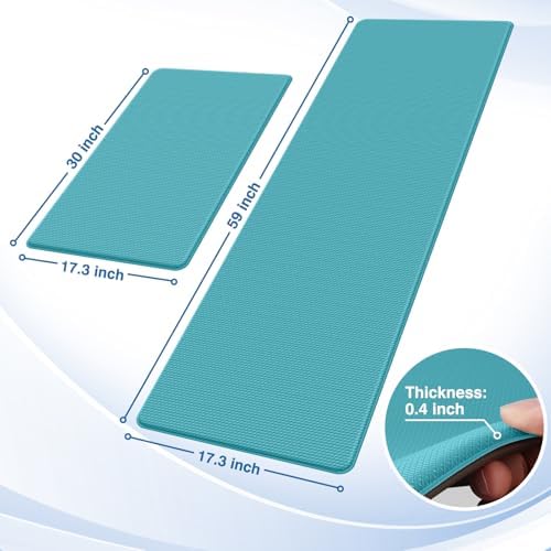 StepRite Kitchen Mats for Floor, 2-Piece Anti-Fatigue Kitchen Rugs, Green - Image 2