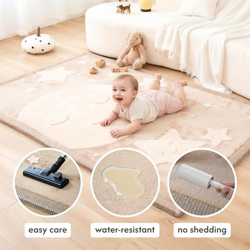 Hakuna Matte CloudSoft Baby Play Mat for Floor 60" x 80" 3D Moon & Stars - Image 4