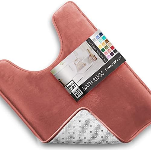Clara Clark Bathroom Rugs, Velvet Memory Foam Bath Mat, Non-Slip, Machine Washable Bath Rugs - Dries Quickly, Ultra Soft Plush Bath Mats for Bathroom, 20 x 24, Misty Rose by ClaraClark