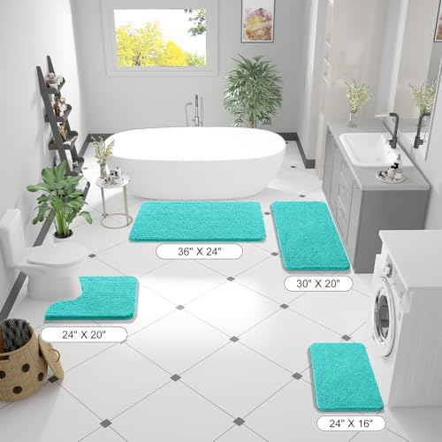 OLANLY Bathroom Runner Rugs 44x24, Extra Soft Absorbent Chenille Bath Rugs - Image 2