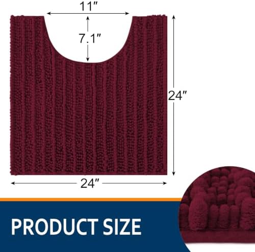 Smiry Bathroom Toilet Rugs U Shaped 24x24, Chenille Bath mats for Toilet - Image 2