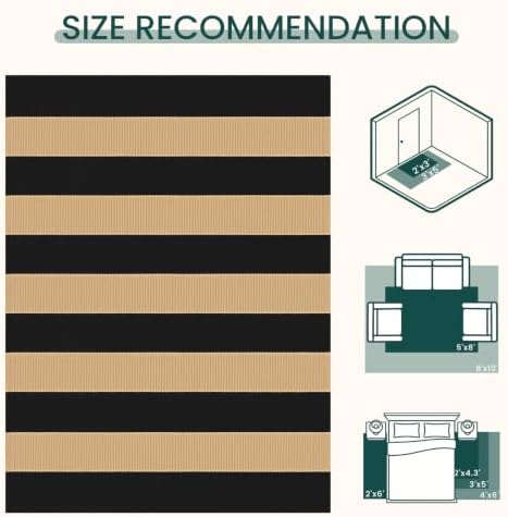 KOZYFLY Striped Rug 2x3 ft Brown and Black Woven Washable Stripes Doormat - Image 3