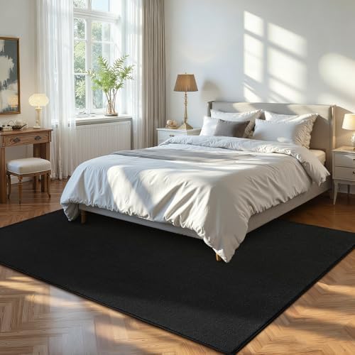 ISEAU 4x6 Soft Area Rug for Bedroom, Washable and Non-Slip, Black - Image 5