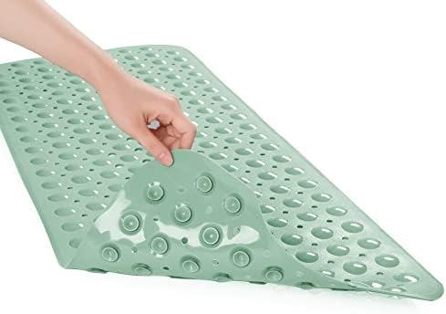 AmazerBath Shower Mat Non Slip 40 x 16 Inches, Shower Stall Mats with Suction Cups and Drain Holes, Non Slip Bath Mat for Tub for Elderly & Kids, Mint Green - Image 3