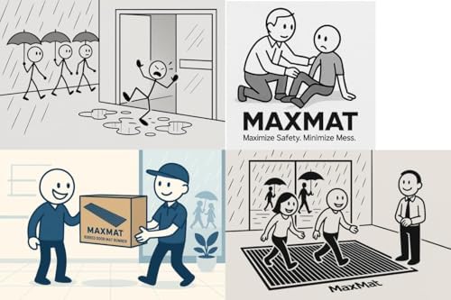 Durable Rubber Door Mat - Heavy Duty, Indoor/Outdoor, Easy Clean, Waterproof, Low-Profile Mat for Entry, Patio, Garage - Stylish (Black, 2' x3' Feet) - Image 6
