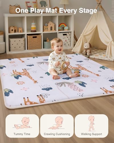 SEPARO Thick Baby Play Mat for Floor,50x50 Playpen Mat,Safe,Tummy Time Mats - Image 5