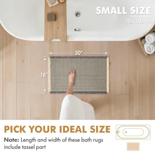 MIULEE Set of 2 Waffle Bathroom Rugs Dark Grey&Yellow Bath Mat 18x30 Inch - Image 2