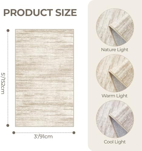 3x5 Rug for Entryway,Washable Area Rug,Brown - Image 2