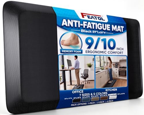 FEATOL Anti Fatigue Mat for Standing Desk & Kitchen Floor, 9/10 Extra Thick by FEATOL