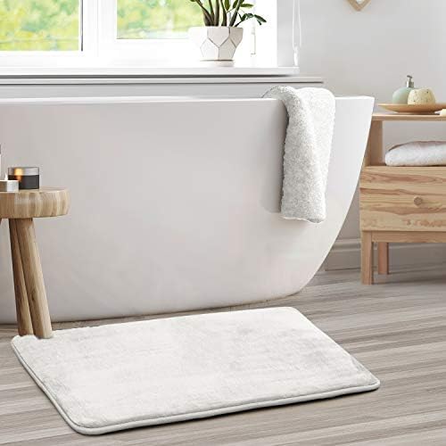 Clara Clark Bathroom Rugs, Velvet Memory Foam Bath Mat, Non-Slip, Machine Washable Bath Rugs - Dries Quickly, Ultra Soft Plush Bath Mats for Bathroom, 20 x 32, Solid White - Image 2